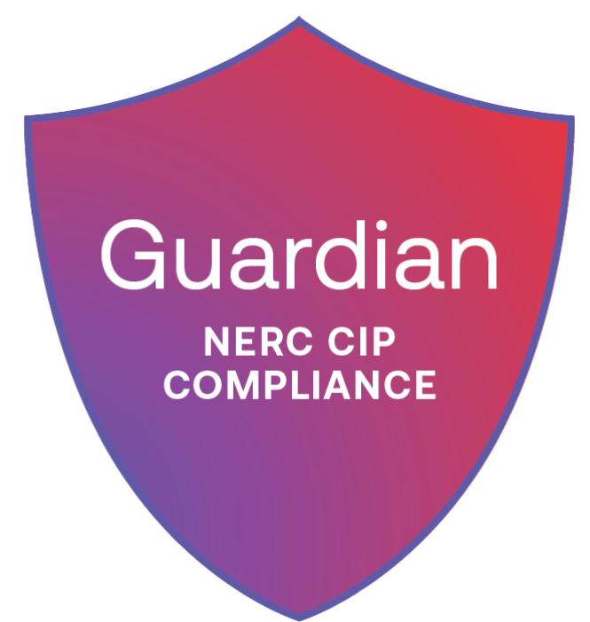 A shield-shaped logo with a red to purple gradient and the text Guardian NERC CIP Compliance.