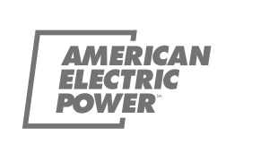 Logo of American Electric Power with bold gray uppercase text inside a partially outlined rectangle.