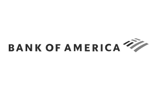 Bank of America logo in black and white with stylized flag icon on the right.