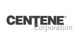 Centene Corporation logo in black and white, featuring CENTENE in bold uppercase and Corporation in italicized lowercase.