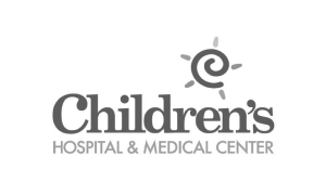 Logo of Childrens Hospital & Medical Center with a stylized sun design above the text.