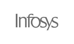 Infosys logo in gray text on a white background.