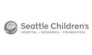 Logo of Seattle Childrens, featuring the text Seattle Childrens Hospital Research Foundation and a stylized design of a childs silhouette.