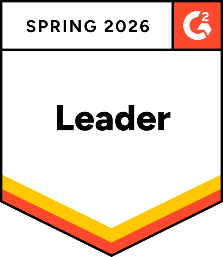G2 badge labeled Spring 2026 Leader with a red and orange border and the G2 logo in the top right corner.