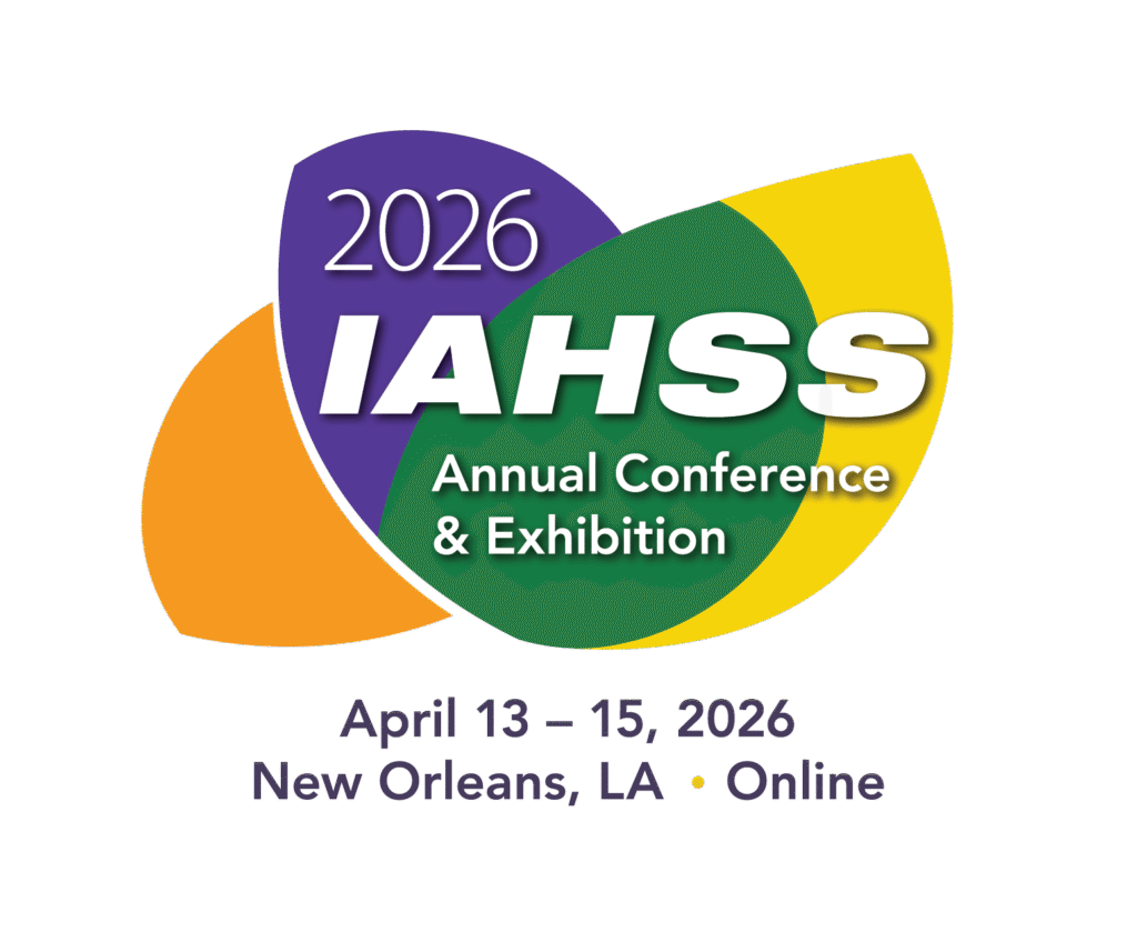 Logo for the 2026 IAHSS Annual Conference & Exhibition, held April 13-15, 2026, in New Orleans, LA, and online.